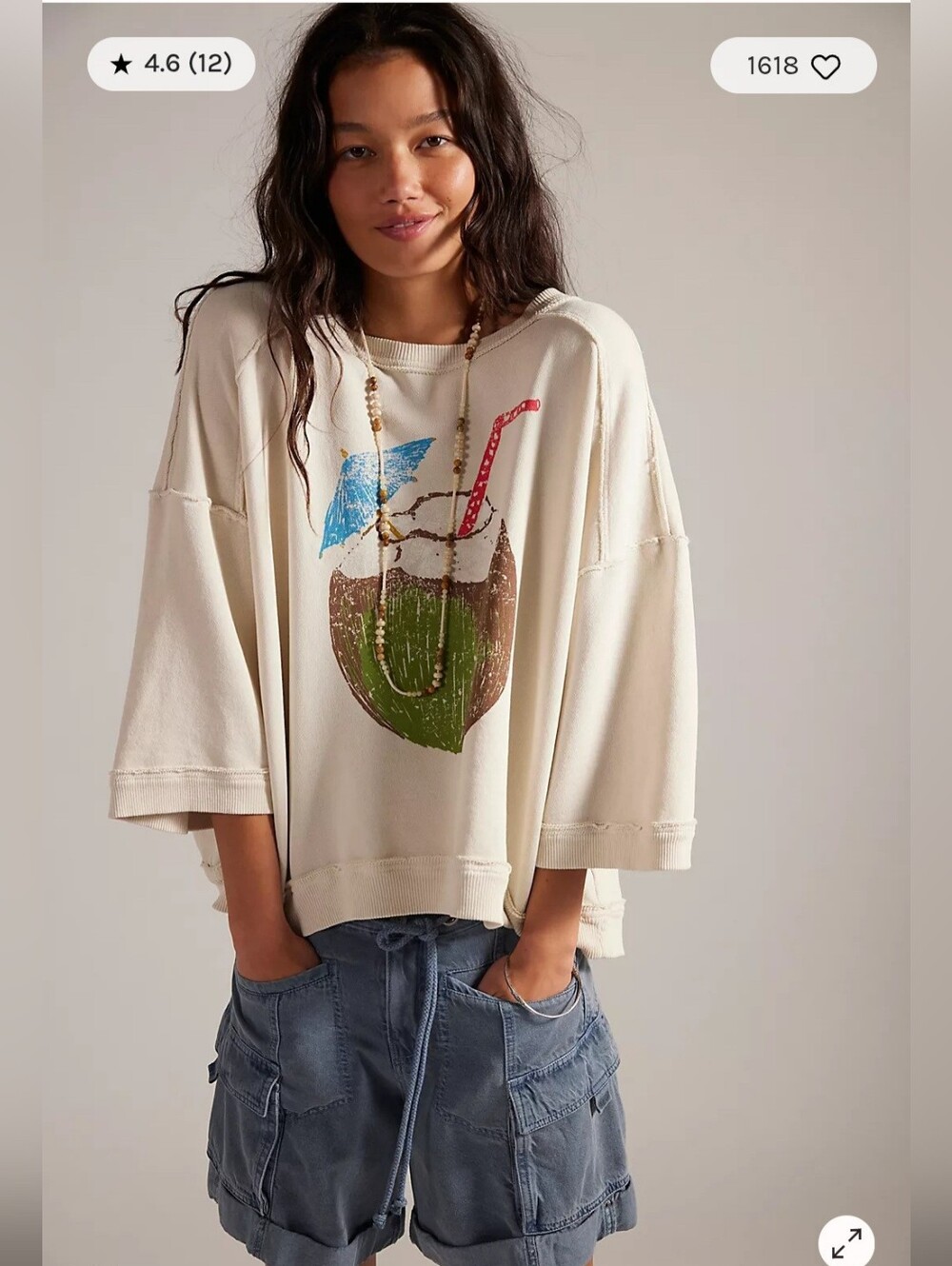 NWT We The Free Everything Printed Pullover Coconut Combo - Picture 3 of 9
